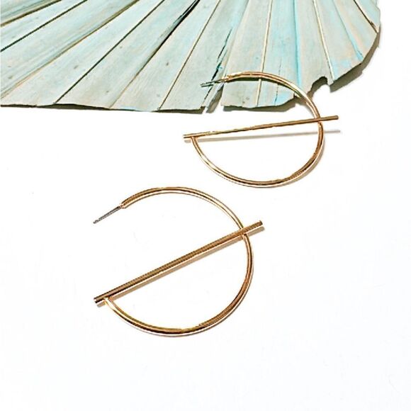 Gold hoop earrings S632 - Picture 3 of 5